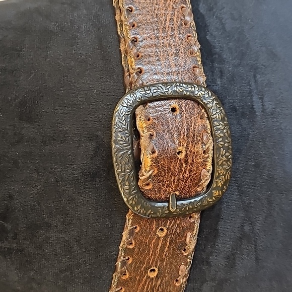 Hand Tooled Leather Belt Y2K Hippie Vintage - Picture 3 of 8